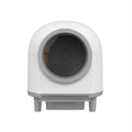 White automatic enclosed cat litter box with ABS plastic construction for indoor cats