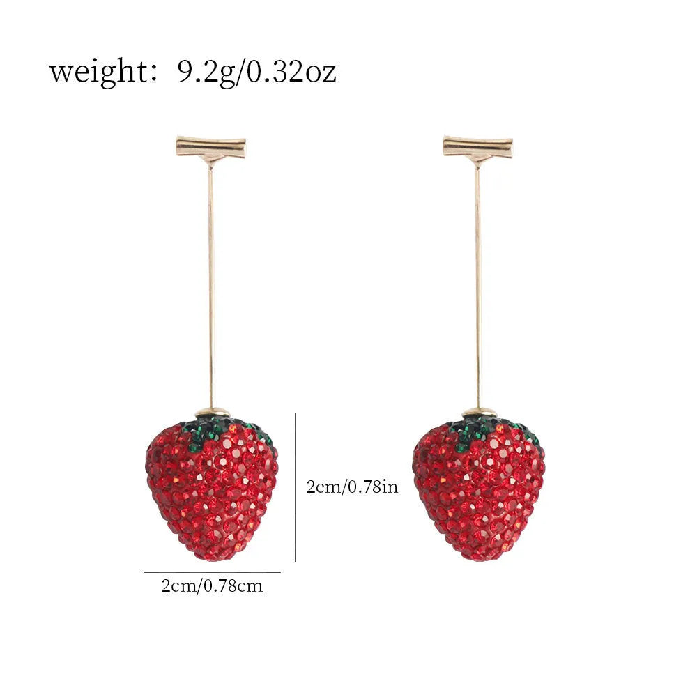 Spot drill geometric strawberry earrings for women in six colour variations