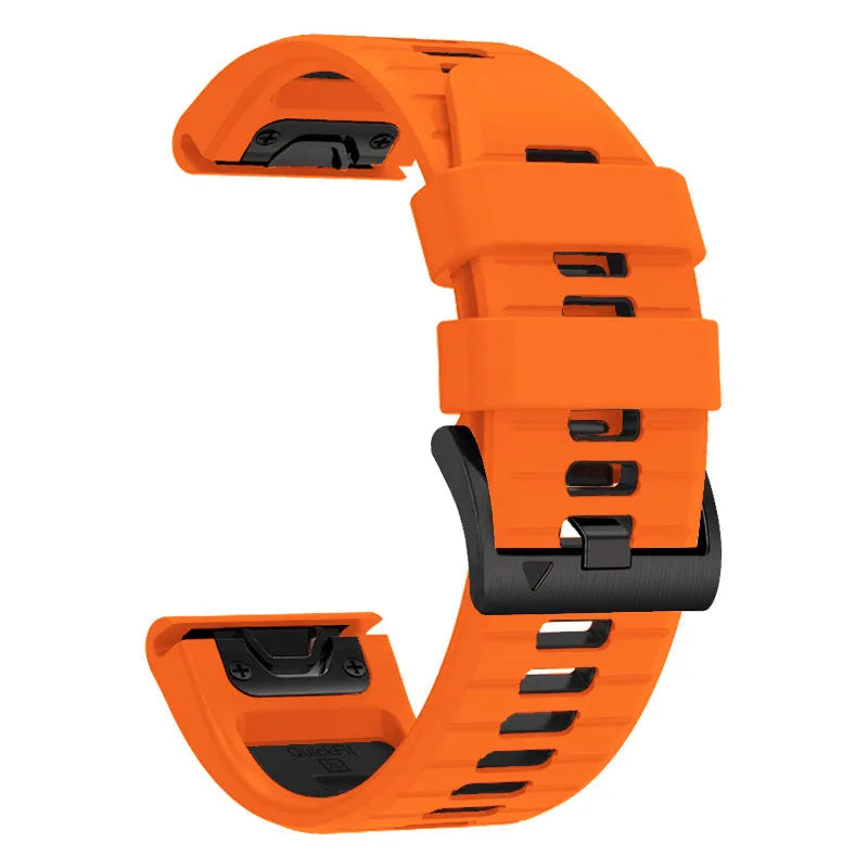 Two-colour quick release silicone watch strap for Garmin Fenix watches in 22mm and 26mm widths.