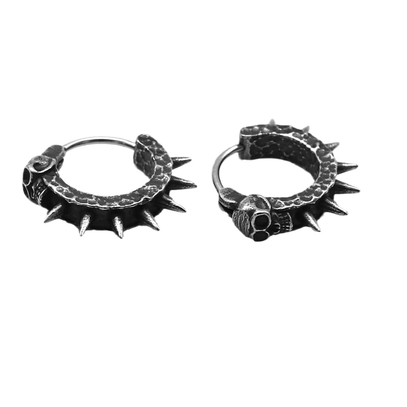 Pair of black geometric copper-plated alloy motorcycle punk earrings