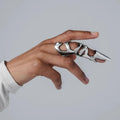 Silver alloy punk armour finger stall showing metal finger covers for gothic accessories