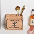 Wooden kitchen storage box with internal grid compartments for organising cutlery and chopsticks