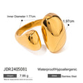 Geometric open ring in electroplated stainless steel with exaggerated European-American design