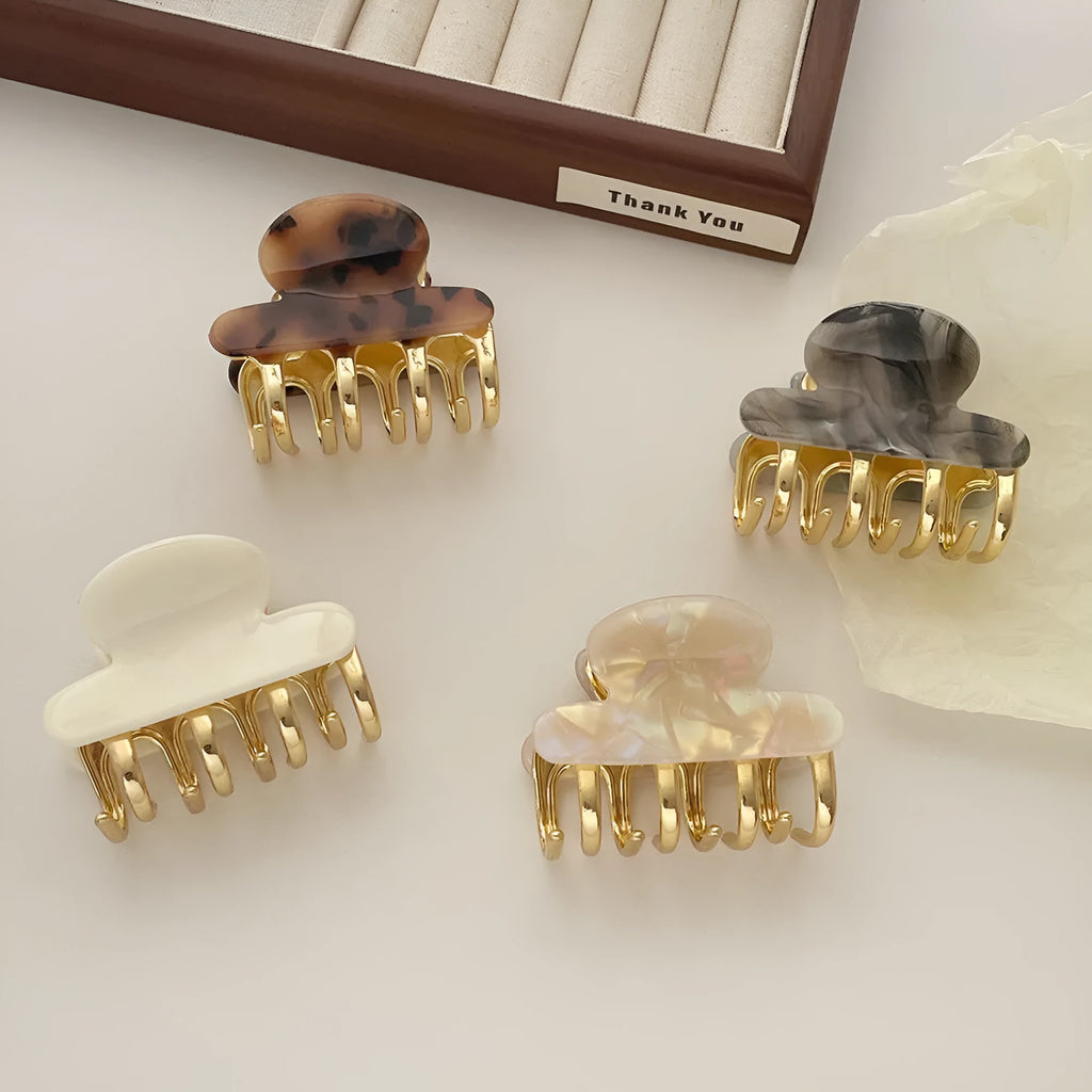 Dopamine retro acetate metal grip hair barrettes in four colour variations