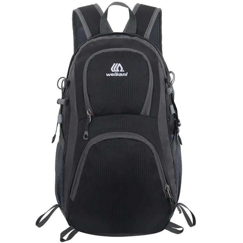 20-litre multi-functional outdoor backpack in Oxford cloth with air pillow belt, shown in various colours.