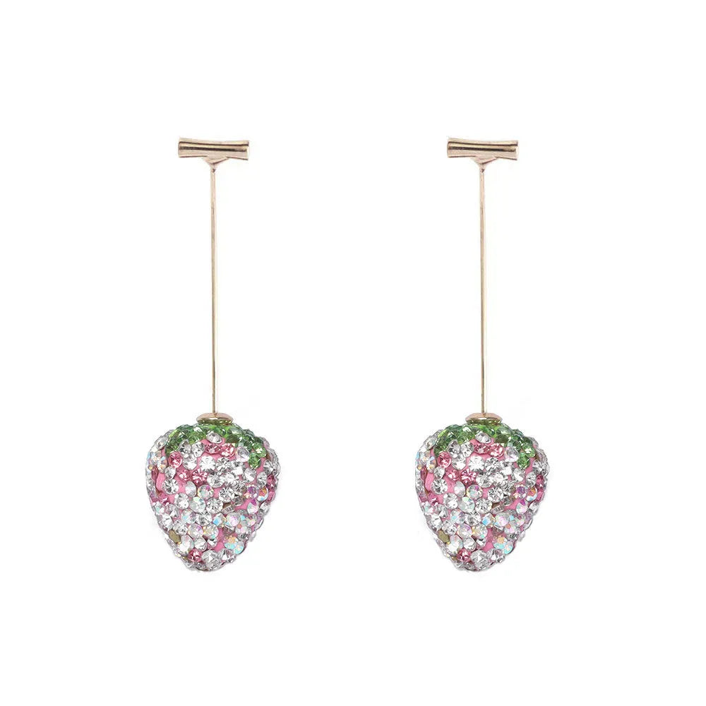 Spot drill geometric strawberry earrings for women in six colour variations