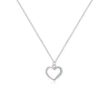 925 sterling silver hollow heart necklace with regular chain, available in white gold or platinum colour