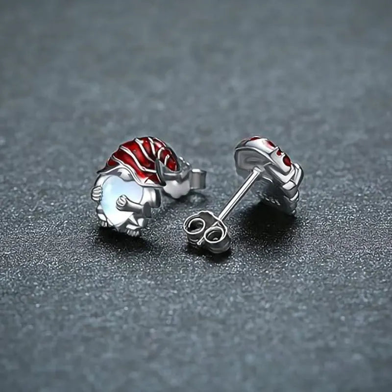 Women's heart-shaped earrings with Santa Claus design in electroplated white gold colour