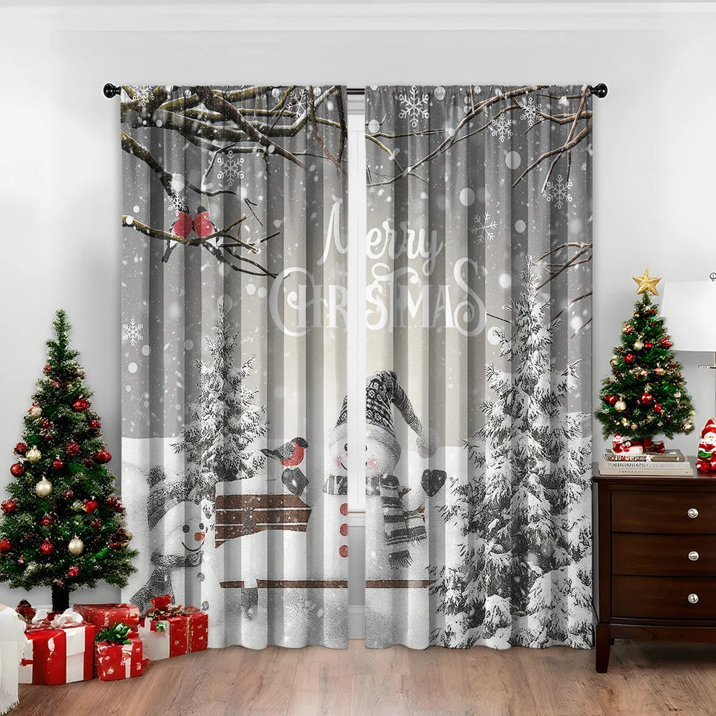 3D digital printed polyester Christmas curtains in modern simple style with high sunshade function