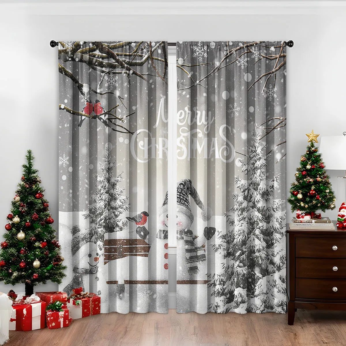 3D digital printed polyester Christmas curtains in modern simple style with high sunshade function