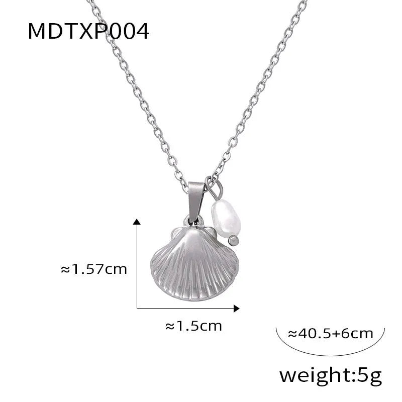 Women's titanium steel necklace with freshwater pearl bead pendant on O-shaped chain.