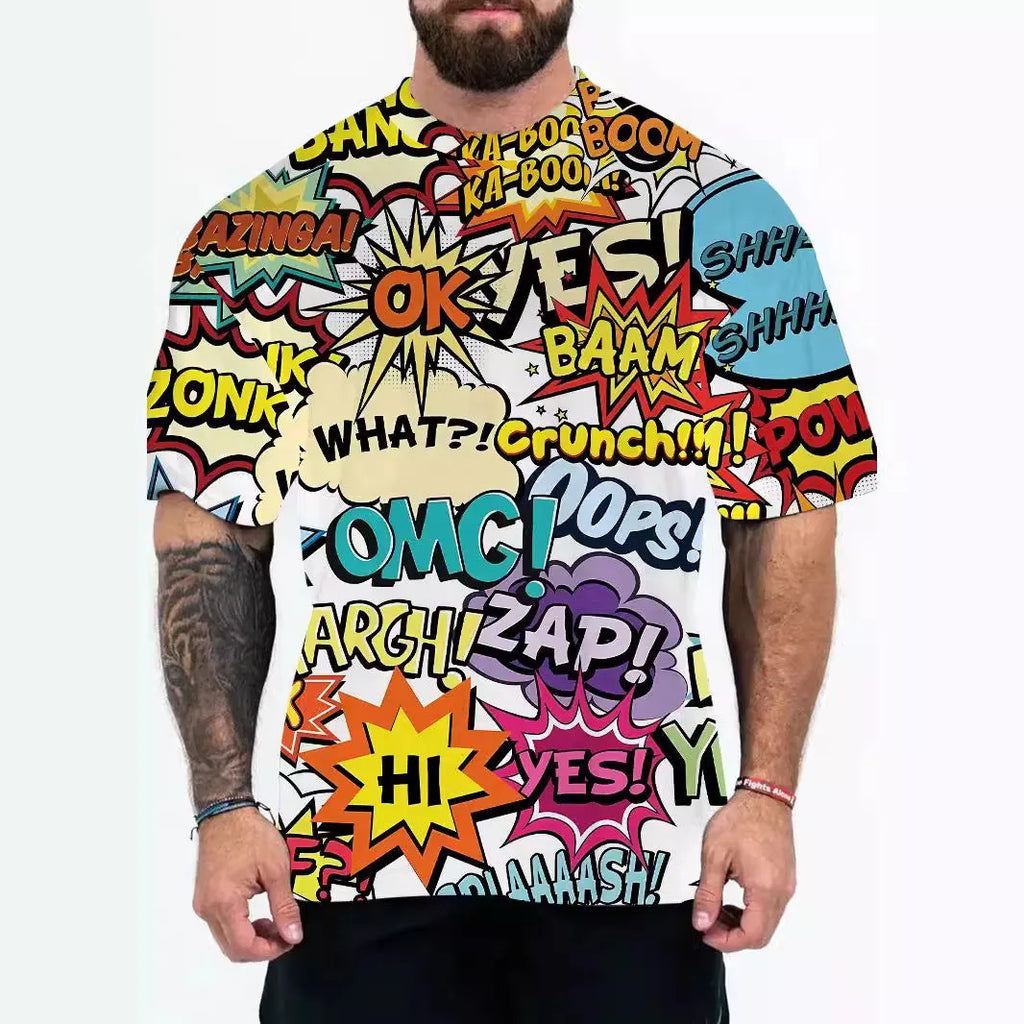 Men's loose fit graphic t-shirt in chemical fibre blend fabric