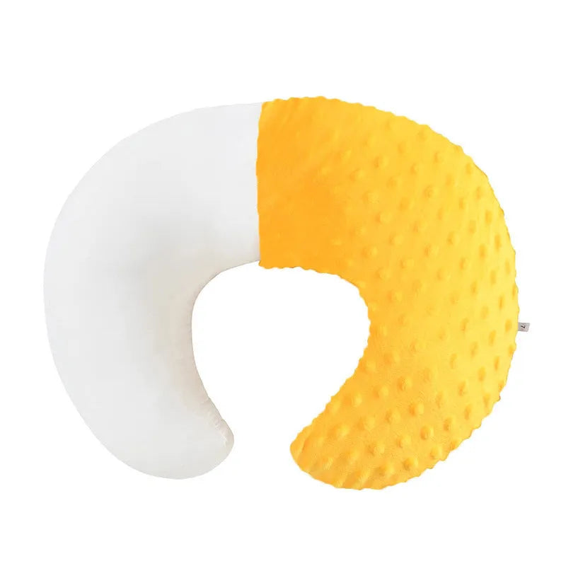 Nursing pillow with removable pillowcase in grey, light blue, pink, or yellow colours.
