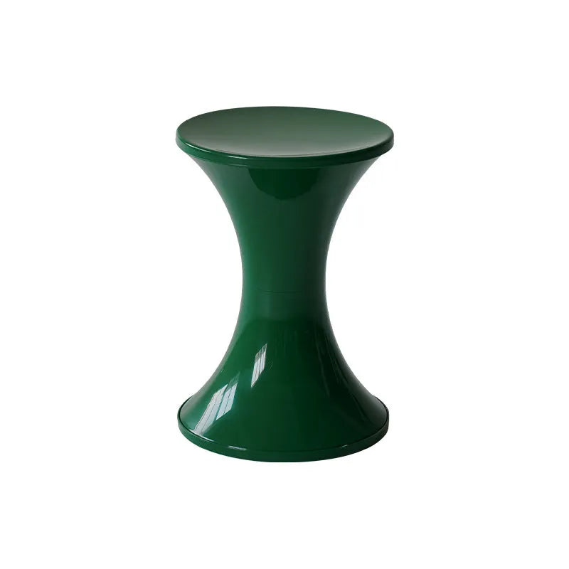 Green plastic hourglass-shaped shoe changing stool for children and adults
