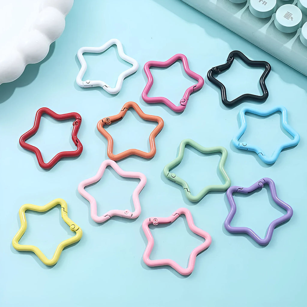 Zinc alloy five-pointed star keychain in macaron colours for backpack decoration