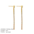 Women's geometric zircon earrings in gold and steel colours with Chinese style line patterns