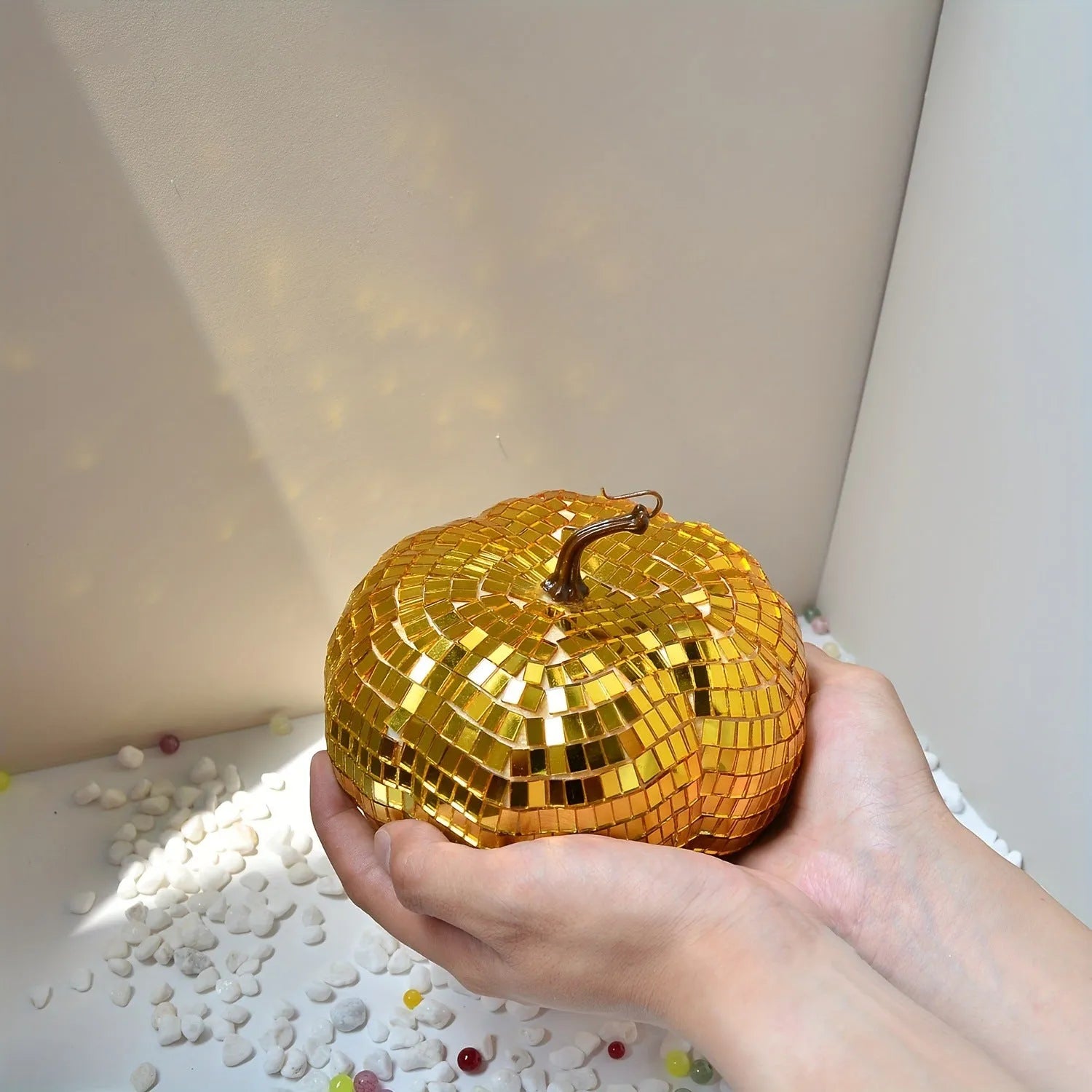 Chinese style embroidered glass pumpkin decoration in various sizes from 6cm to 20cm.