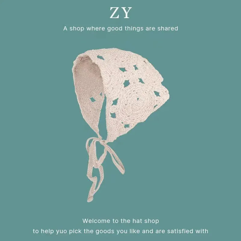 Cotton triangular headscarf with French retro floral pattern in multiple colour options