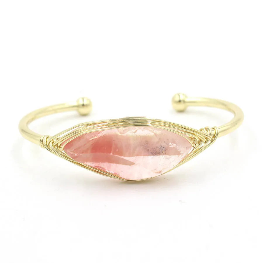 Natural raw gemstone bracelet with winding 8mm crystals in multiple colour options