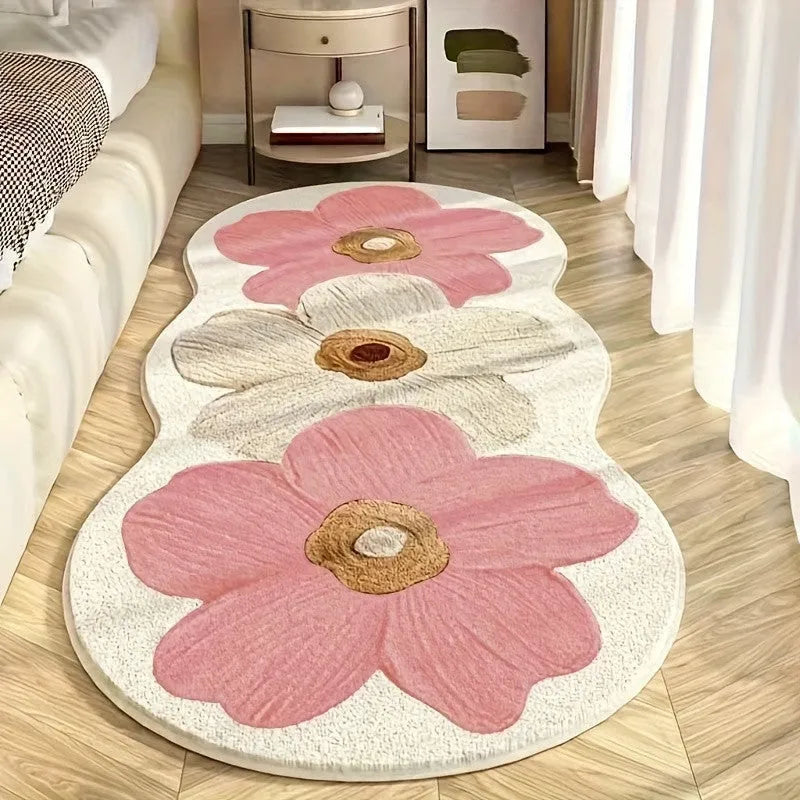 Flower-shaped cashmere blanket with printed cartoon patterns in various colours and sizes