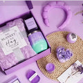 Aromatherapy candle and bath gift set box in modern style with soy wax candles.