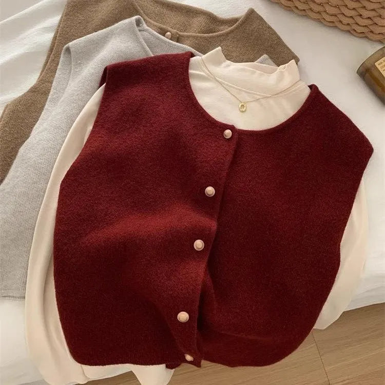 Women's lightweight polyester half-sleeve casual pullover in Angora red, shown in a commuting style.