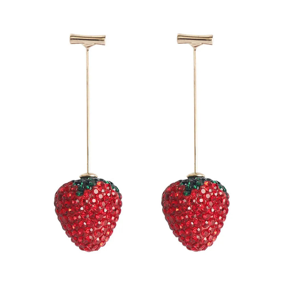 Spot drill geometric strawberry earrings for women in six colour variations