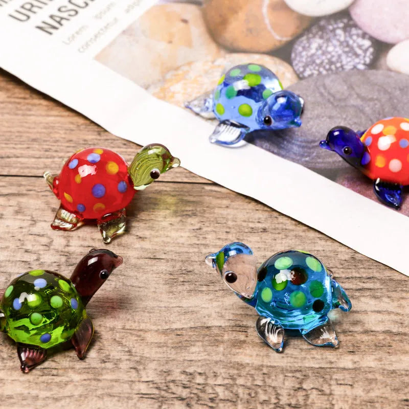 Geometric glass turtle desk ornament in modern design with six colour options