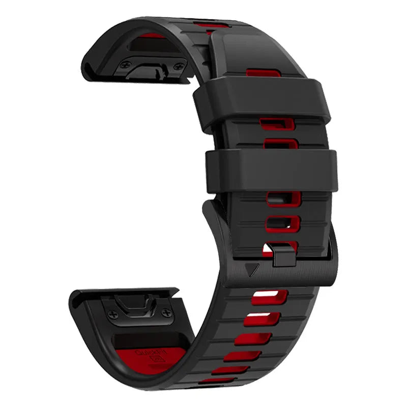 Two-colour quick release silicone watch strap for Garmin Fenix watches in 22mm and 26mm widths.