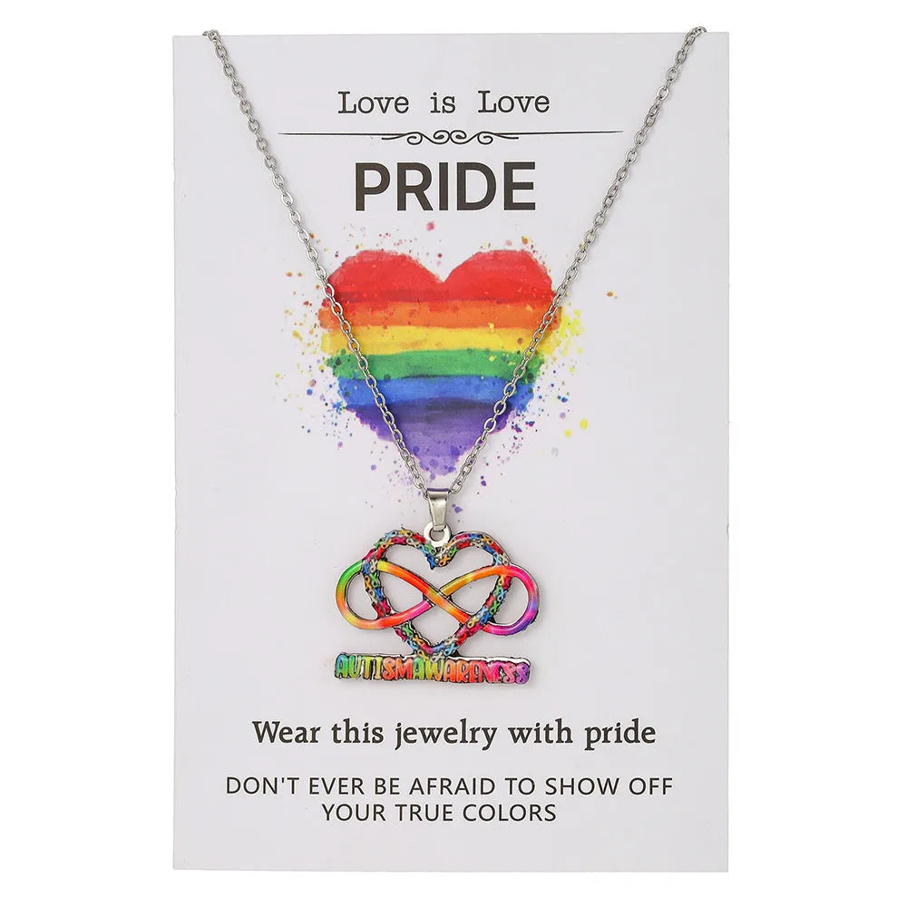 Stainless steel necklace and bracelet set with inspirational colour printing on a regular chain.