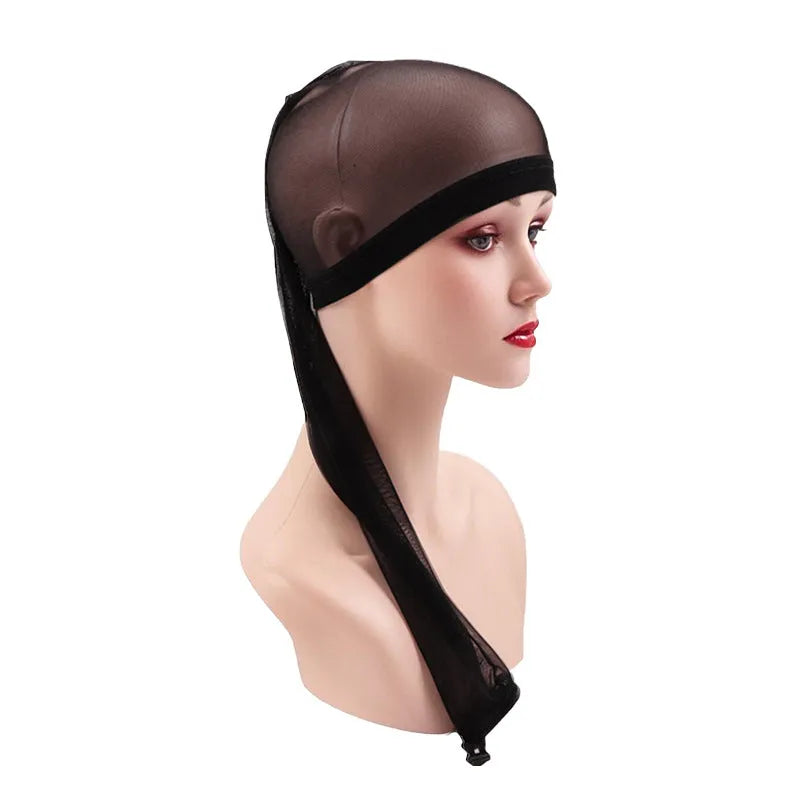Mesh wig cap with elastic oversleeve design in seven colour options
