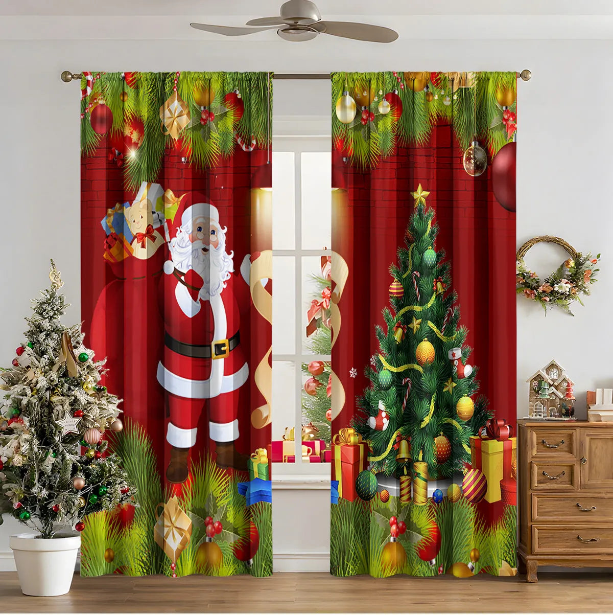 3D digital printed polyester Christmas curtains in modern simple style with high sunshade function