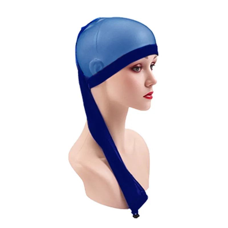 Mesh wig cap with elastic oversleeve design in seven colour options
