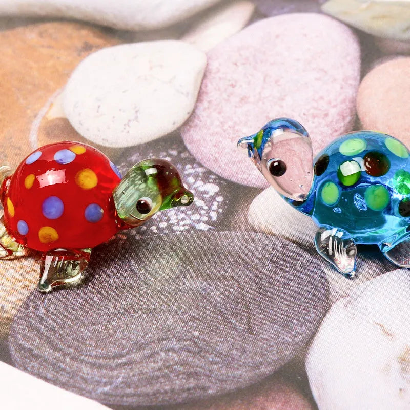 Geometric glass turtle desk ornament in modern design with six colour options