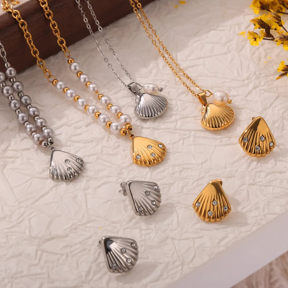 Women's titanium steel necklace with freshwater pearl bead pendant on O-shaped chain.