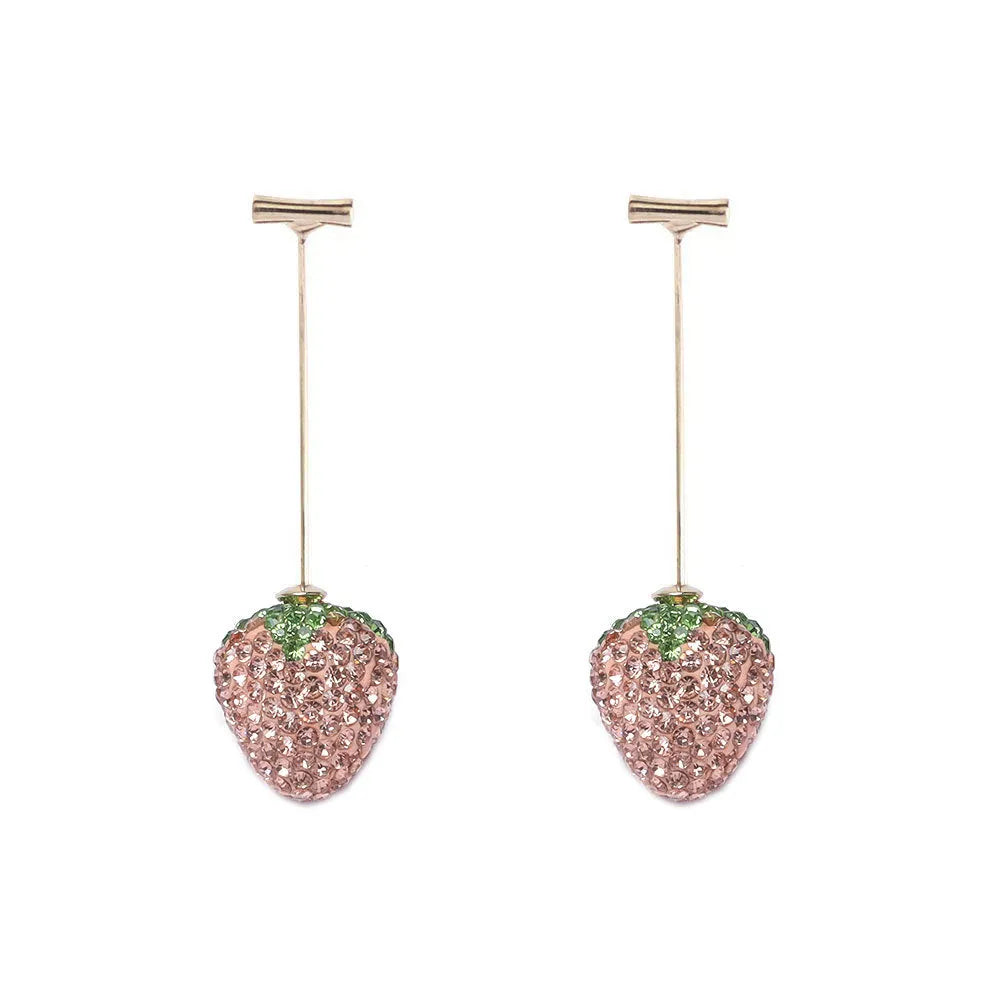Spot drill geometric strawberry earrings for women in six colour variations