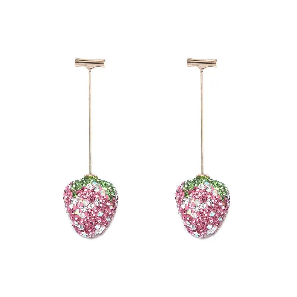 Spot drill geometric strawberry earrings for women in six colour variations