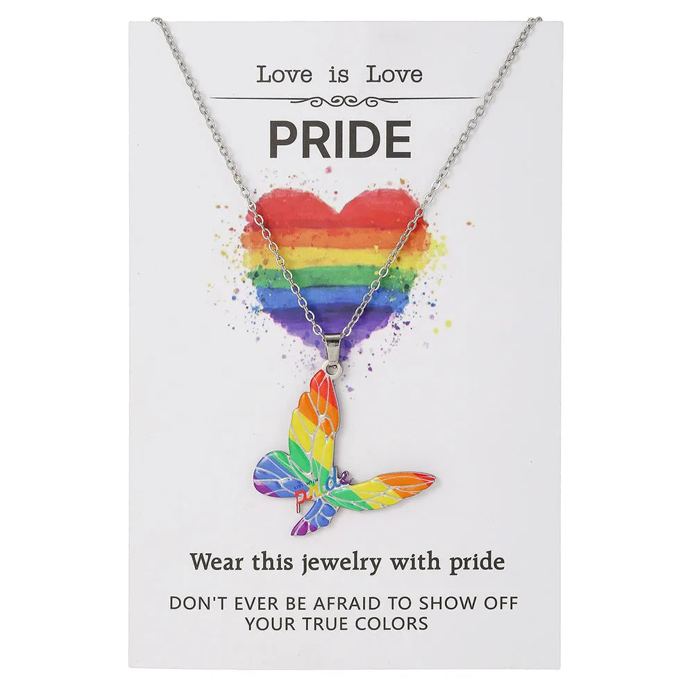 Stainless steel necklace and bracelet set with inspirational colour printing on a regular chain.