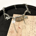 Dark multi-layer cross necklace with twin clavicle chains and adjustable 41-50cm chain