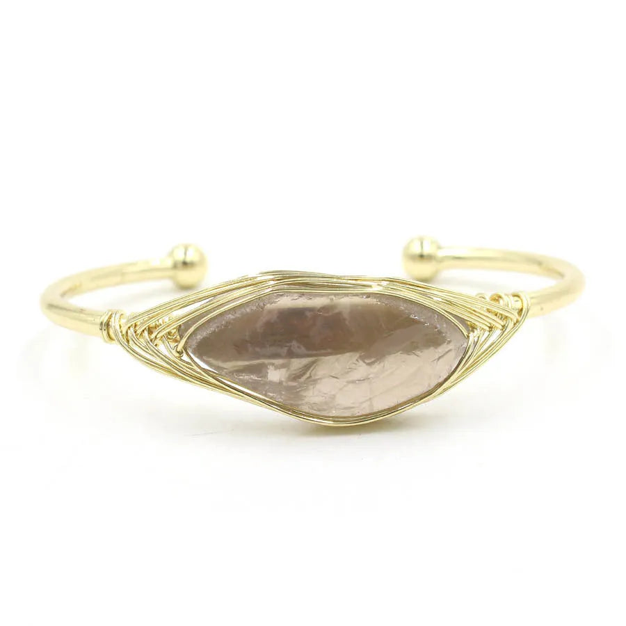 Natural raw gemstone bracelet with winding 8mm crystals in multiple colour options