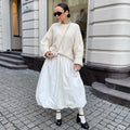 Women's solid colour long skirt in cotton fabric available in white or black