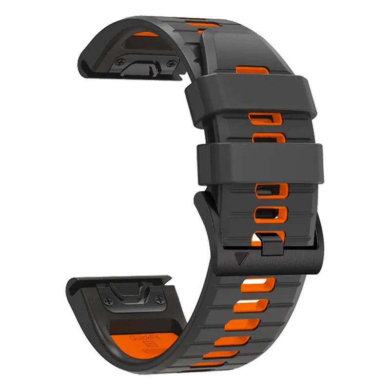 Two-colour quick release silicone watch strap for Garmin Fenix watches in 22mm and 26mm widths.