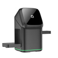 Black magnetic wireless charging stand rotating phone showing Type-C cable connection