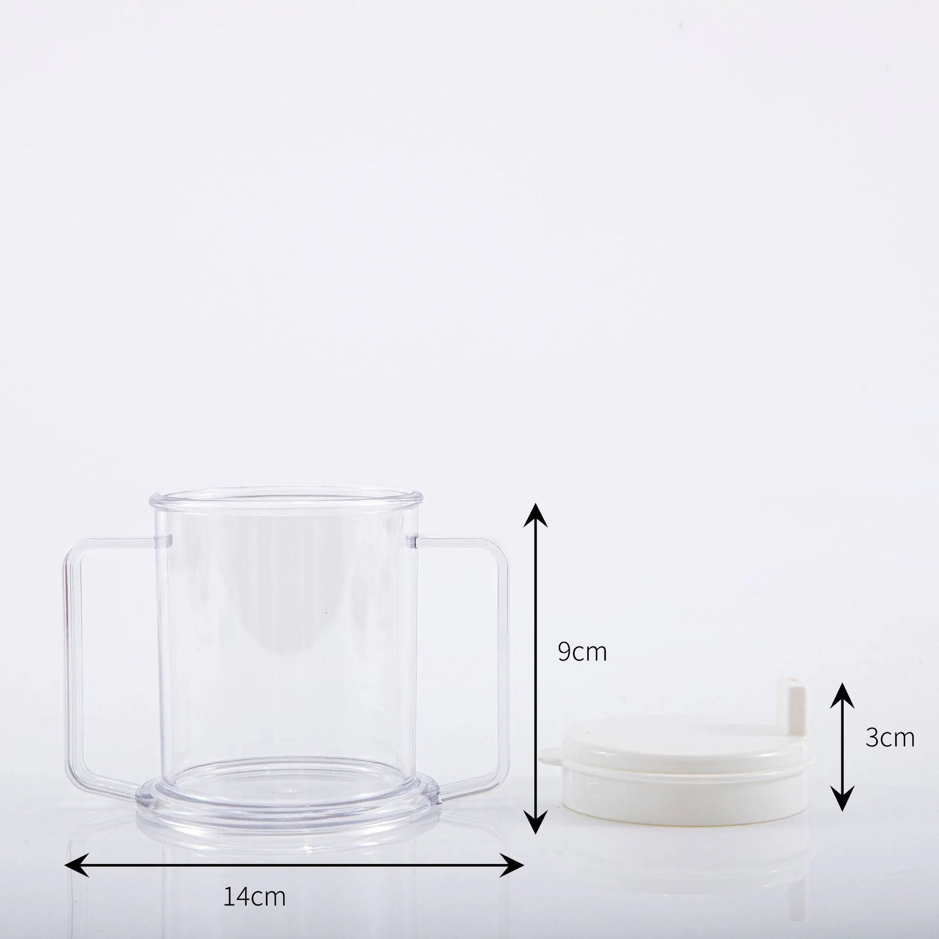 Transparent PP plastic drinking cup with 301-400ml capacity, 14cm tall.