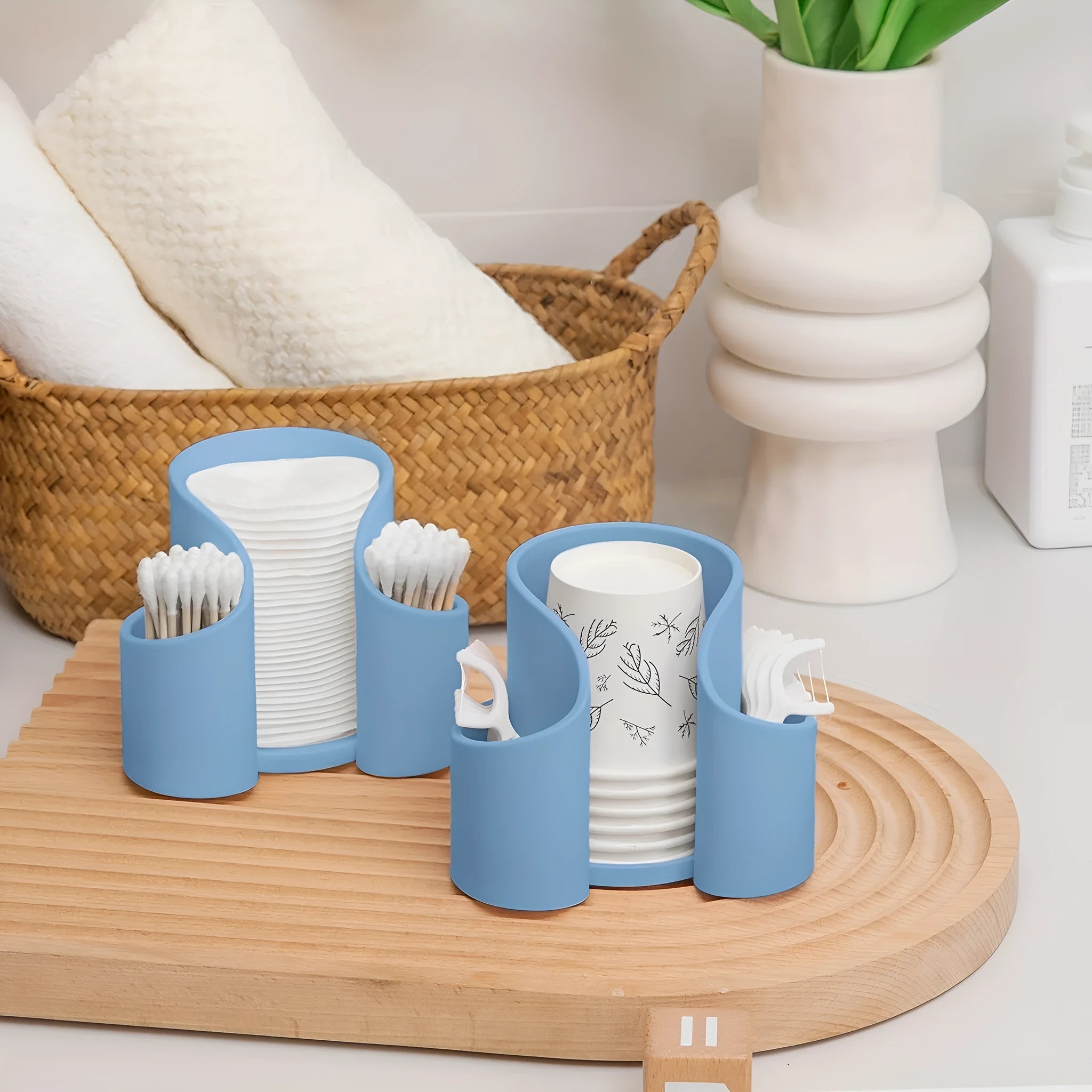 Plastic dental floss storage box in modern simplicity design showing colour options