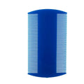 Plastic fine-toothed flea comb in assorted colours showing double-edged design for pet and human grooming