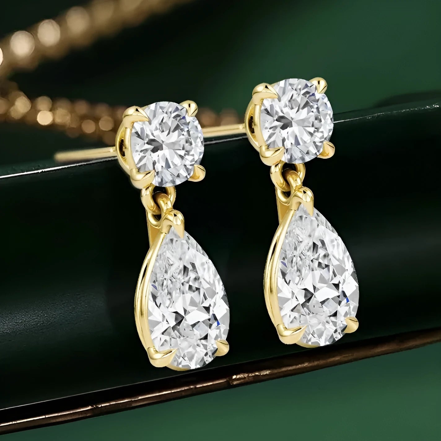 925 sterling silver water drop moissanite stud earrings in gold or silver colour