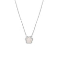 White mother shell flower necklace with floral pendant on gold or silver chain