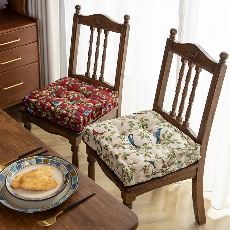 American style dining chair cushion with thick 8cm support and floral pattern, dimensions 40×40cm