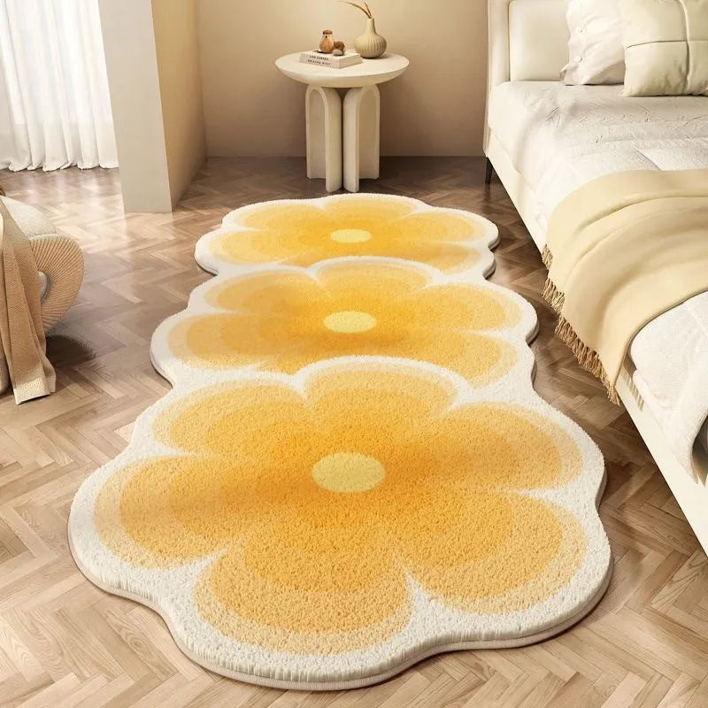 Flower-shaped cashmere blanket with printed cartoon patterns in various colours and sizes